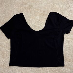 Lululemon Short Sleeve Cropped Tee with Scoop Neck in Black